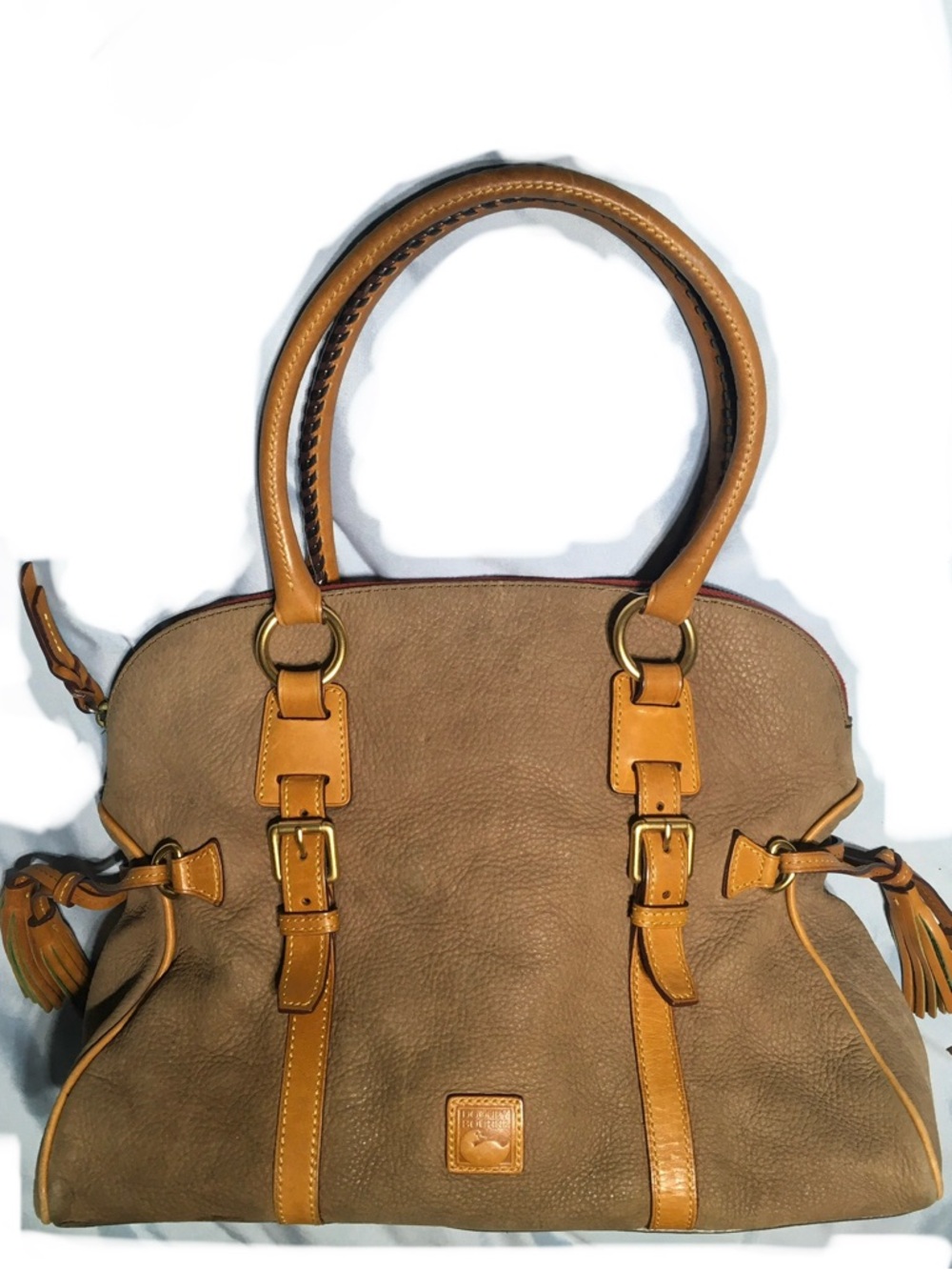 Dooney and Bourke Pebble Grain Leather Shoulder Handbag Whipstitch Handles